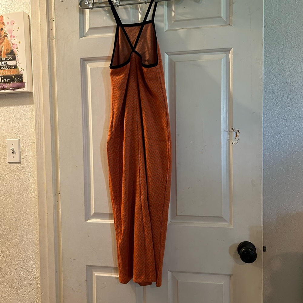 Zara Orange Maxi Dress with Black Trim - Picture 3 of 3